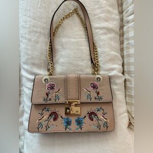 Nordstrom Pink embroidered Purse with adjustable strap